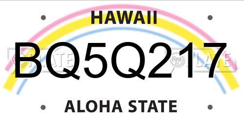 BQ5Q217 Hawaii License Plate