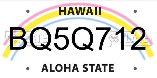 BQ5Q712 Hawaii License Plate