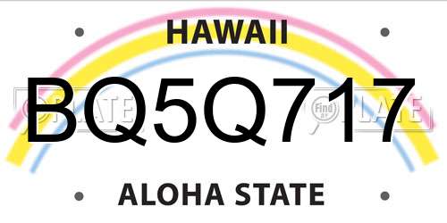 BQ5Q717 Hawaii License Plate