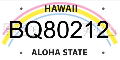 BQ80212 Hawaii License Plate