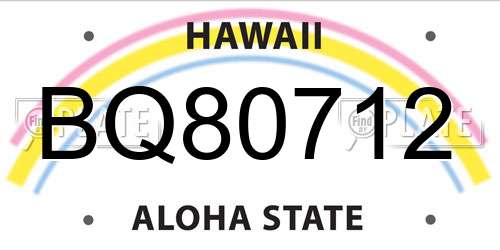 BQ80712 Hawaii License Plate