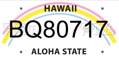BQ80717 Hawaii License Plate