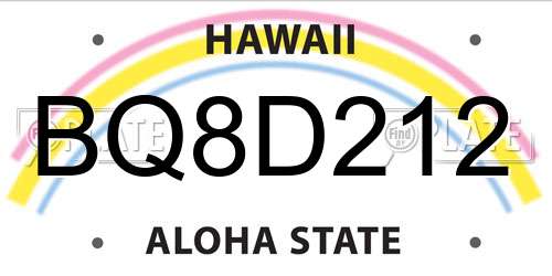 BQ8D212 Hawaii License Plate