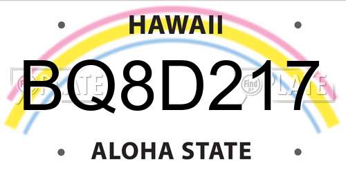 BQ8D217 Hawaii License Plate