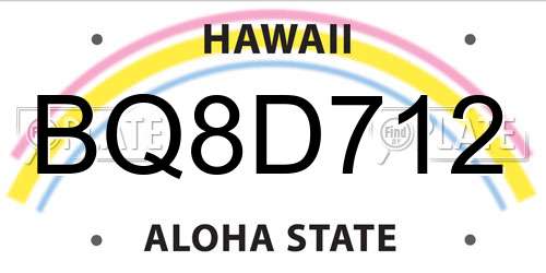 BQ8D712 Hawaii License Plate