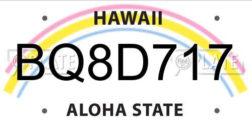 BQ8D717 Hawaii License Plate