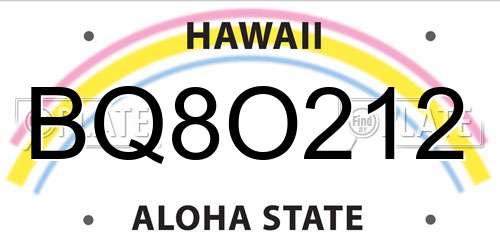 BQ8O212 Hawaii License Plate