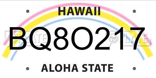 BQ8O217 Hawaii License Plate