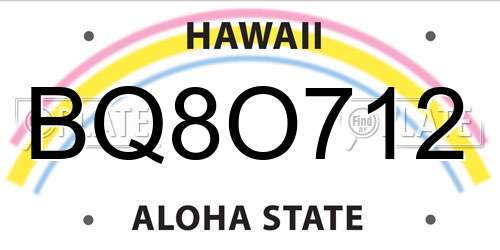 BQ8O712 Hawaii License Plate