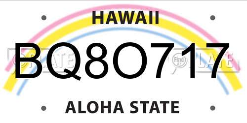BQ8O717 Hawaii License Plate