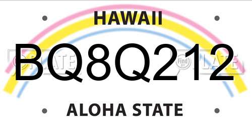BQ8Q212 Hawaii License Plate