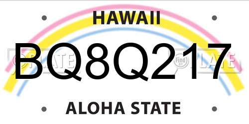 BQ8Q217 Hawaii License Plate