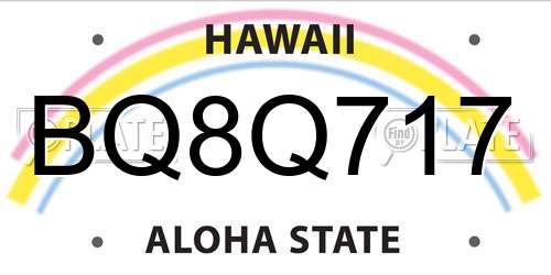 BQ8Q717 Hawaii License Plate