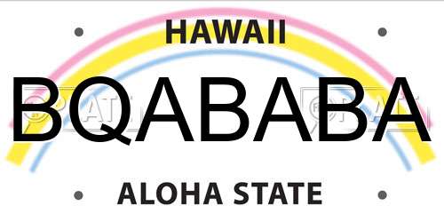 BQABABA Hawaii License Plate