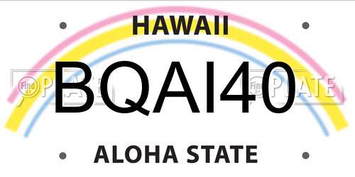 BQAI40 Hawaii License Plate