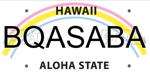 BQASABA Hawaii License Plate