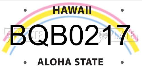 BQB0217 Hawaii License Plate