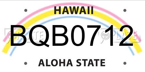 BQB0712 Hawaii License Plate