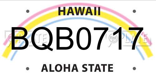 BQB0717 Hawaii License Plate
