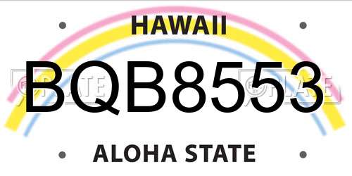 BQB8553 Hawaii License Plate