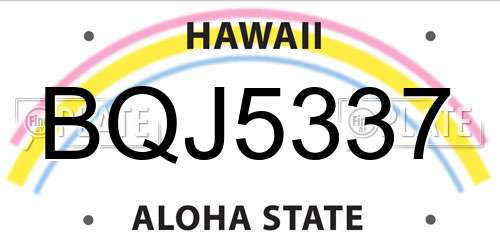 BQJ5337 Hawaii License Plate