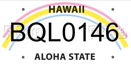 BQL0146 Hawaii License Plate