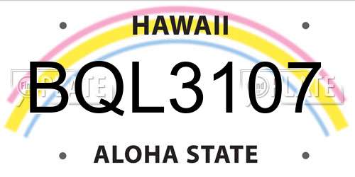 BQL3107 Hawaii License Plate