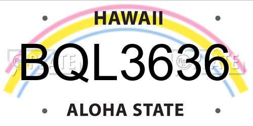 BQL3636 Hawaii License Plate