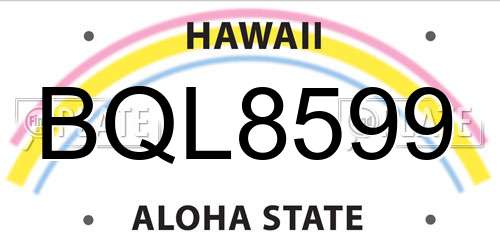 BQL8599 Hawaii License Plate