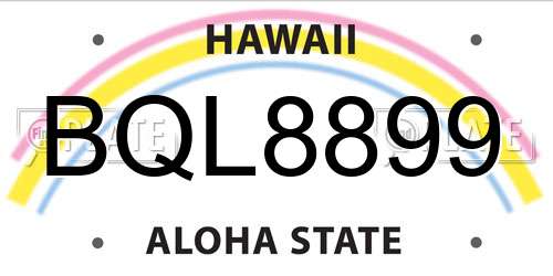 BQL8899 Hawaii License Plate