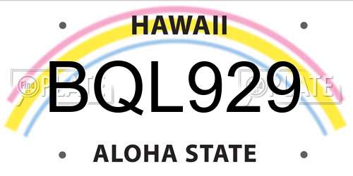BQL929 Hawaii License Plate