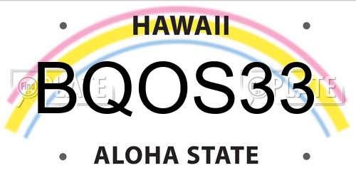 BQOS33 Hawaii License Plate