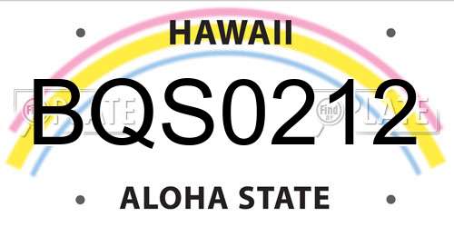 BQS0212 Hawaii License Plate