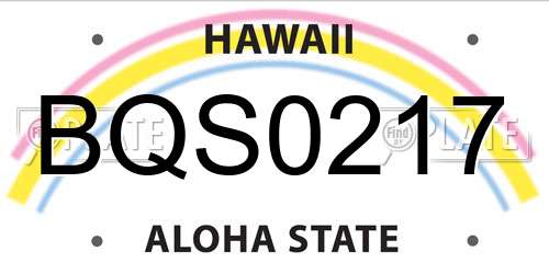 BQS0217 Hawaii License Plate