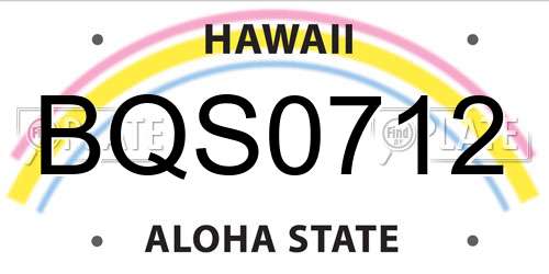 BQS0712 Hawaii License Plate