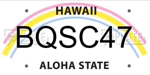 BQSC47 Hawaii License Plate