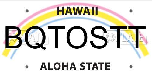 BQTOSTT Hawaii License Plate