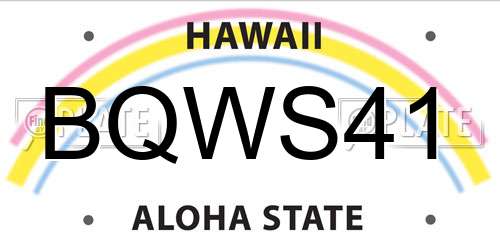 BQWS41 Hawaii License Plate