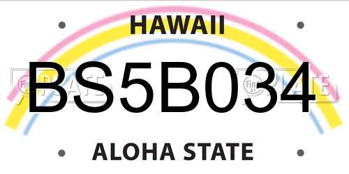 BS5B034 Hawaii License Plate