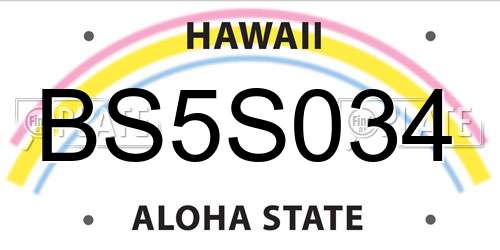 BS5S034 Hawaii License Plate
