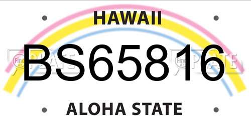 BS65816 Hawaii License Plate