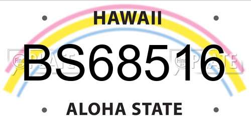 BS68516 Hawaii License Plate