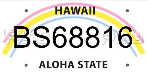 BS68816 Hawaii License Plate