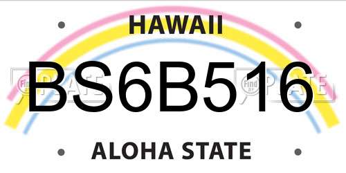 BS6B516 Hawaii License Plate