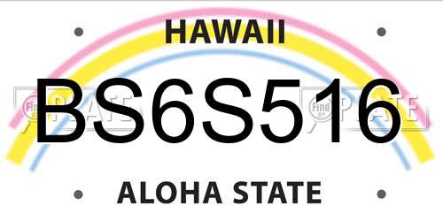 BS6S516 Hawaii License Plate