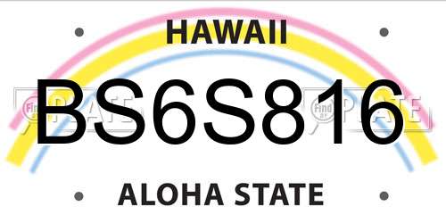 BS6S816 Hawaii License Plate