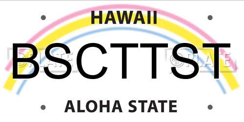 BSCTTST Hawaii License Plate