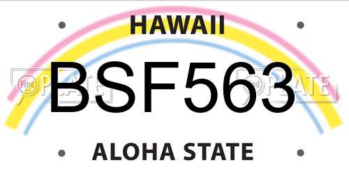 BSF563 Hawaii License Plate