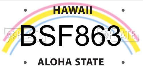 BSF863 Hawaii License Plate