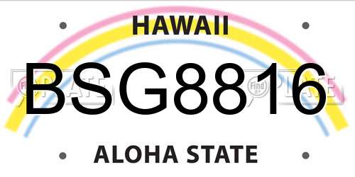 BSG8816 Hawaii License Plate